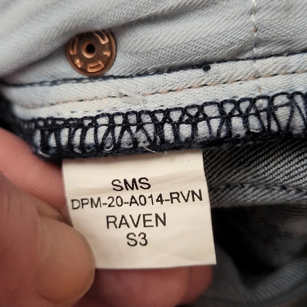 Dear John Raven‎ Womens 3 Snap Raw Hem Jeans Size 27 Zip Button Racing Stripe